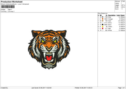 Tiger embroidery design