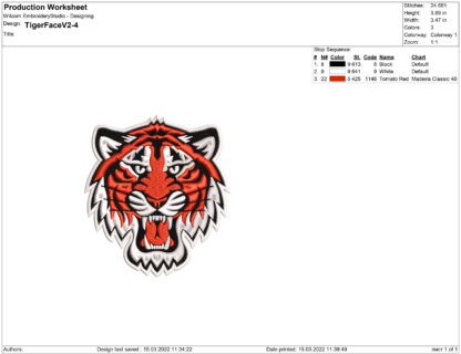 Face of Tiger embroidery design