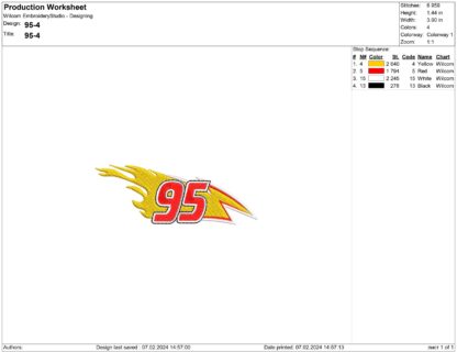 Lightning Mcqueen 95 Embroidery design