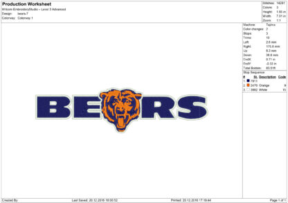 Chicago Bears Embroidery design