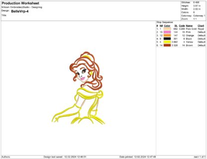 Princess Belle Embroidery design