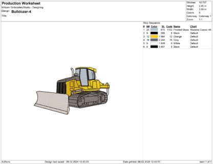 Bulldozer Embroidery design