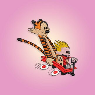 Riding wagon Calvin and Hobbes Embroidery design