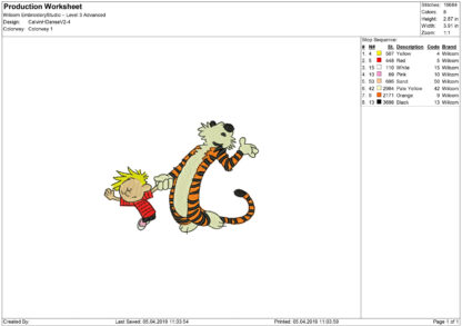 Calvin and Hobbes Embroidery design