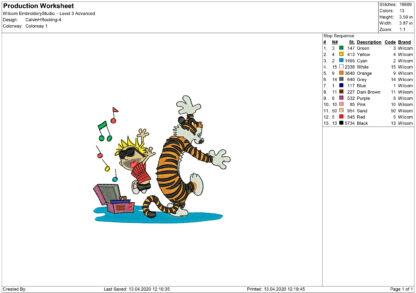 Radio Calvin and Hobbes Embroidery design