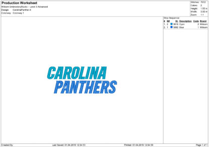 Carolina Panthers Embroidery design