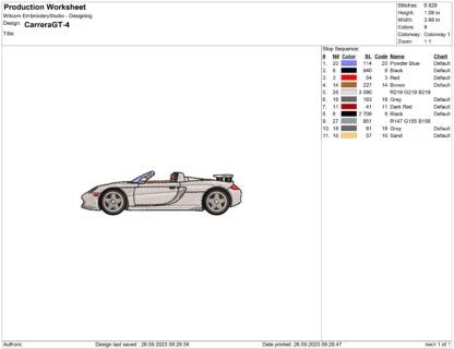 Porsche Carrera GT Embroidery design