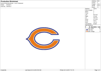 Chicago Bears Embroidery design