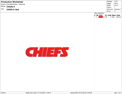 Kansas City Chiefs Embroidery design