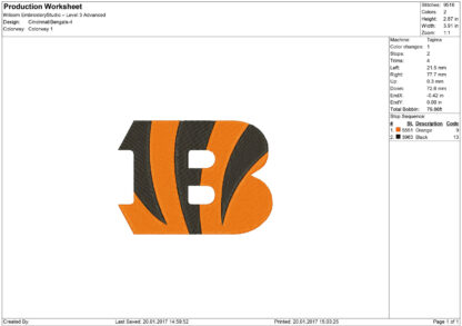 Cincinnati Bengals Embroidery design