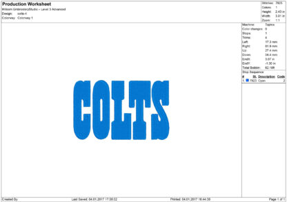 Indianapolis Colts Embroidery design