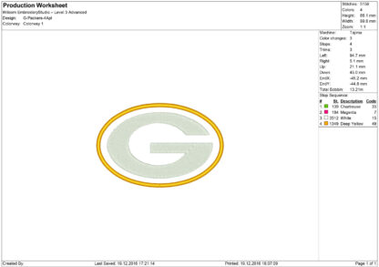 Green Bay Packers Embroidery design