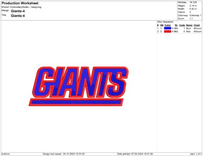 New York Giants Embroidery design