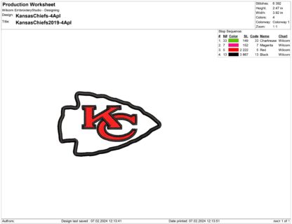 Chiefs Embroidery design