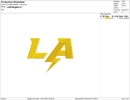 Chargers LA Embroidery design