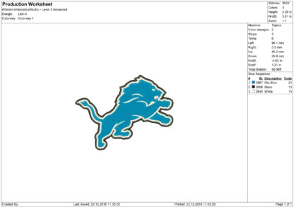 Detroit Lions Embroidery design