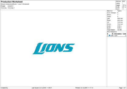 Detroit Lions Embroidery design