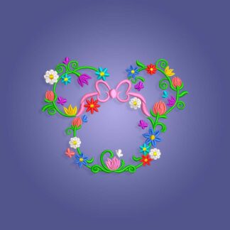 Spring flowers Mickey Mouse Embroidery design