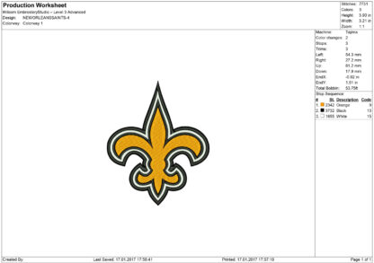 New Orleans Saints Embroidery design