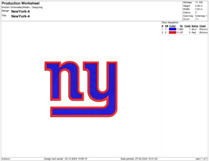 New York Giants Embroidery design