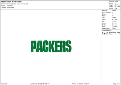 Green Bay Packers Embroidery design