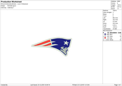 New England Patriots Embroidery design