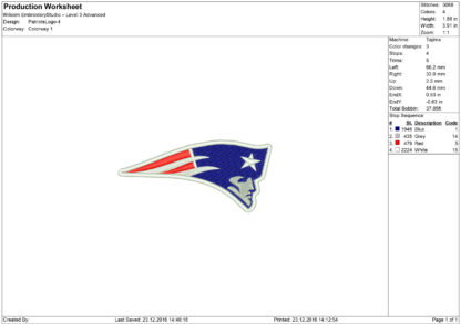 New England Patriots Embroidery design