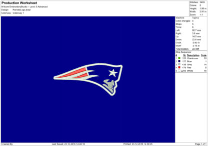 New England Patriots Embroidery design