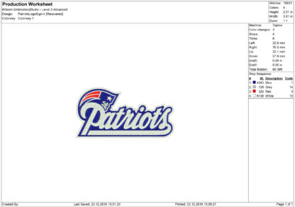 New England Patriots Embroidery design