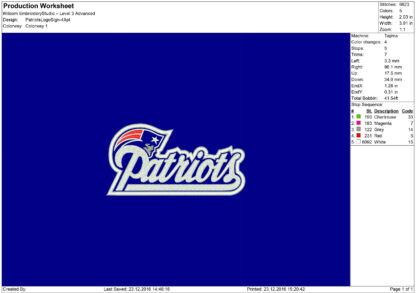 New England Patriots Embroidery design