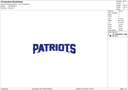 New England Patriots Embroidery design