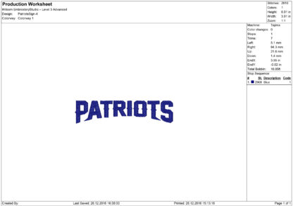 New England Patriots Embroidery design