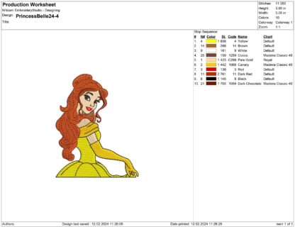 Princess Belle Embroidery design