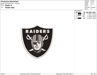 Oakland Raiders Embroidery design