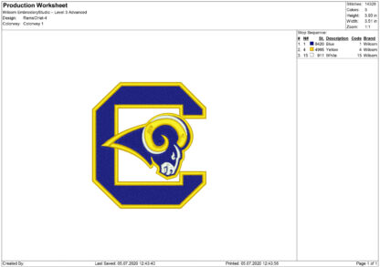 Los Angeles Rams logo Embroidery design