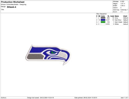 Seattle Seahawks Embroidery design