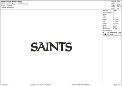 New Orleans Saints Embroidery design