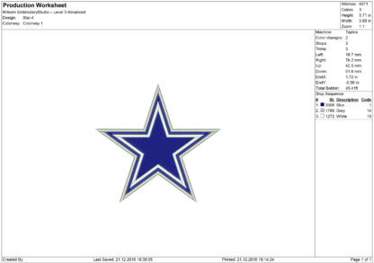 The Dallas Cowboys Embroidery design