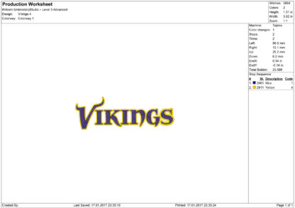 Minnesota Vikings Embroidery design