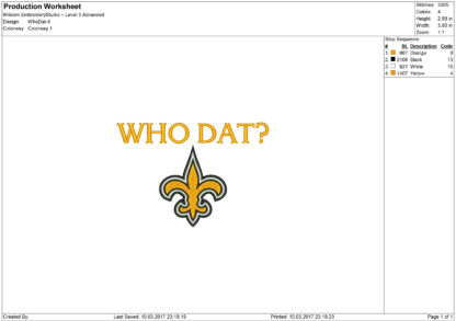 New Orleans Saints Embroidery design