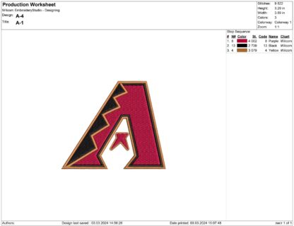 Arizona Diamondbacks Embroidery design