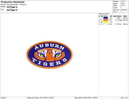 Auburn Tigers Embroidery design