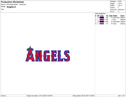 Los Angeles Angels Embroidery design