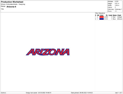 Arizona Wildcats Embroidery design