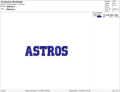 Houston Astros Embroidery design