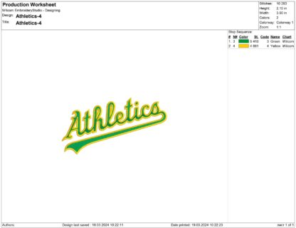 Oakland Athletics Embroidery design