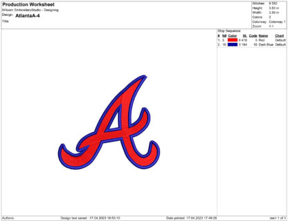 Atlanta Braves Embroidery design