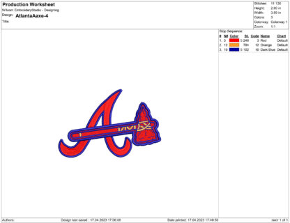 Atlanta Braves Embroidery design