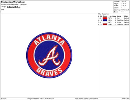 Atlanta Braves Embroidery design