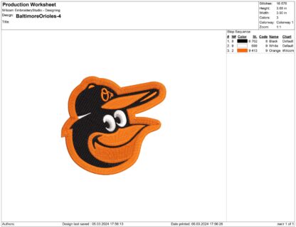 Baltimore Orioles Embroidery design